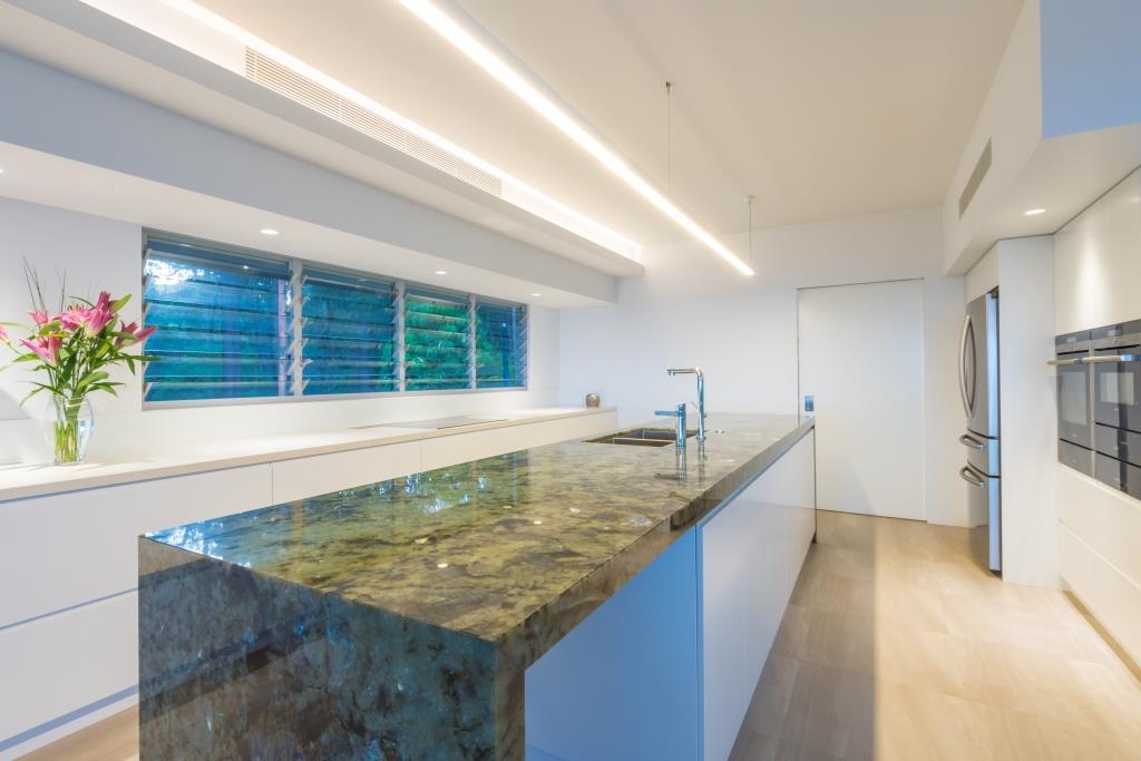 Close up of Breezway louvres in kitchen